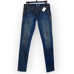 NWT MAVI SCARLETT Low Rise Skinny Jeans SIZE 27 x 33 Dark Wash Distressed NEW